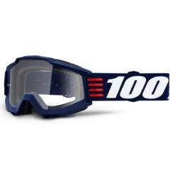 100% Accuri Goggles Anti Fog Mirror Blue Flash Lens - Blau/Weiss
