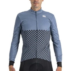 Sportful Checkmate Thermal Jersey - Blue Sea Black